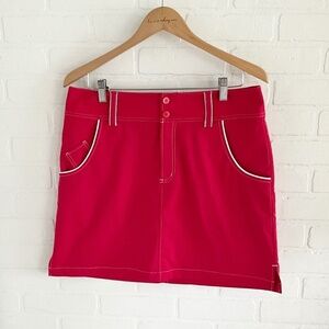 Adidas Mini Skirt Red White trim Blokettecore Tennis Prep pockets Sz 10